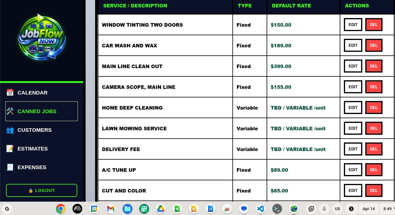 Canned Jobs List